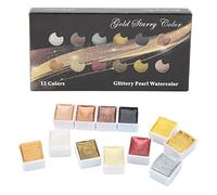 12 Colors Gouache Paint Set Metallic Color System Highlight Dimming Watercolor Set for Art Painting Manicure