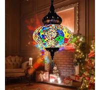 (12 Colors) Hanging Ceiling Mosaic Lamp Light Chandelier, Turkish Moroccan Pendant Lights, Multicolor Decorative Colorful Glass Globe Fixtures Living Room Bedroom Home Decor,color D