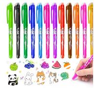 12 Colors Heat Rub Out Pens, 0.5mm Fine Tip Erasable Pen, Heat Clean Erasing Rub Out Pens for Student Correction, Teacher School Office Daily Handwriting & Stationery Back to School Gift Supplies
