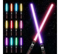 12 Colors Light up Saber, 2PCS Telescopic Lightsaber with FX Sound Effect | LED Retractable Light Saber, Handle Light Up Sword for Kids, Cosplay, Halloween Dress Up, Party Decor, Galaxy Battles