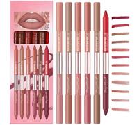 12 Colors Lip Liner Set, Ombre Lipstick & Brown Lip Liner Duo, Rich Cream Glide Texture, Semi-Matte Finish, High Pigmented Pencil, Various Shades to Combo