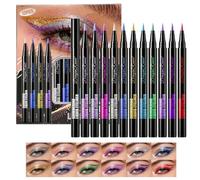 12 Colors Matte Glitter Gel Eyeliner,Rainbow Colorful Neon Metallic Waterproof Liquid Eyeliner