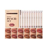 12 Colors Matte Velvet Lip Liner Set, Lipstick Pencil Plump Nude Color Smooth Creamy Longwear High Pigmented Natural Lip Makeup