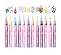 12 Colors Nail A Rt Pens Set - 3D Quick-Dry Nail Polish Pens, N-ail Art Painted Pen Kit DIY Nails A Rt Markers G-raffiti Dotting Pen For NailsArt Design Manicure N-ail DIY Decor
