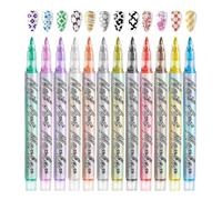 12 Colors nail ar-t Pens Set- 0.7MM DIY Quick Dry Gra-ffiti Dotting Point Liner Pens, nail ar-t Painted Pen Kit, 3D Na-il Polish Pe-ns For Painting, Na-ils Ar-t Drawing Tool