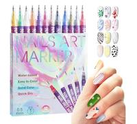 12 Colors Nail Art Markers Pens Set, 3D Nail Polish Pens Graffiti Dotting Pen Acrylic Liner Pen Drawing Painting for Nails Art Design Manicure Nail DIY Decoration