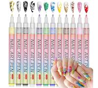 12 Colors Nail Art Pen Set, Quick-Dry 0.7mm Acrylic Paint Markers with Fine Tip for DIY Nail Drawing, Waterproof Polish Pens for Smooth, Smudge-Proof & Long-Lasting Salon-Quality Designs
