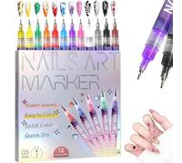 12 Colors Nail Art Pens DIY Set, 0.5MM Fine Tips Dotting Drawing Painting Liner Nail Pen For Home Salon