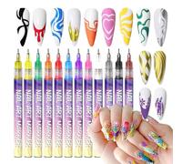 12 Colors Nail Art Pens Set，0.05mm NailPolish Pens, 3D Markers Polish Pen Sets Quickly Dotting Drawing Painting Liner Brush for Art Design DIY Manicure Supplies