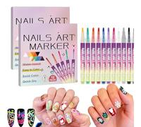 12 Colors Nail Art Pens Set, 0.5MM Fine Tip DIY Nail Polish Pens for Manicure, Water-Based 3D Quick-Dry Nail Art Markers, Home & Salon Use, christmas gifts,gifts for women (C-2set)