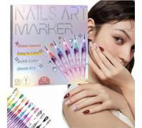 12 Colors Nail Art Pens Set, 0.5mm Fine Tip Quick Dry Nail Art Markers for DIY Dotting, Graffiti & Painting, Professional Nail Design & Manicure Drawing Tools (2 Set)