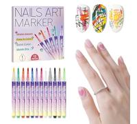 12 Colors Nail Art Pens Set, 2025 New Nail Art Markers for Gel Nails, DIY Quick Dry Nails Polish Pens, 3D Nail Art Marker Set for Kids and Adults