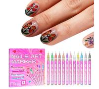 12 Colors Nail Art Pens Set - 2025 New Nail Art Markers Polish Pen for Gel Nails, DIY Quick Dry Graffiti Dotting Point Liner Polish Pens for Drawing, Dotting, and Painting, DIY Manicure Tools