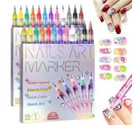 12 Colors Nail Art Pens Set, 2025 New Nail Art Markers Polish Pen for Gel Nails, Nail Doodle Pens 3D Gel Nail Art Kit, DIY Nails Graffiti Painting Pens (2Set)