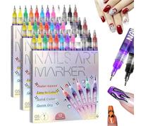 12 Colors Nail Art Pens Set, 2025 New Nail Art Markers Polish Pen for Gel Nails, Nail Doodle Pens 3D Gel Nail Art Kit for Graffiti Dotting Drawing Painting Point Liner DIY (3 Sets)