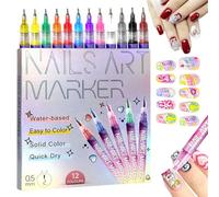 12 Colors Nail Art Pens Set, 2025 New Nail Art Markers Polish Pen for Gel Nails, Nail Doodle Pens 3D Gel Nail Art Kit, DIY Nails Graffiti Painting Pens (1Set)