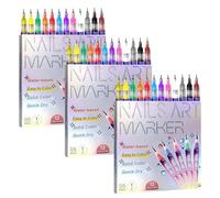 12 Colors Nail Art Pens Set, 2025 Upgrade Nail Art Markers for Gel Nails, DIY Quick Dry Graffiti Dotting Point Liner Pens, 3D Nail Polish Pens for Painting, Nails Art Drawing Tool (3 Set)
