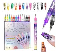 12 Colors Nail Art Pens Set 2026 New, 3D Quick Dry Acrylic Paint Pens for Gel Nails With Fine Tip Dotting, Point Liner & Graffiti Markers, DIY Manicure Kit for Flower Patterns Design(1-set)