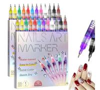 12 Colors Nail Art Pens Set, 2026 New Nail Art Markers Polish Pen Set for Gel Nails, Fine Tips 3D DIY Nail Art Pens for Graffiti Dotting Drawing Painting Point Liner (2SET)