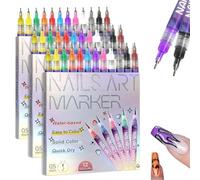 12 Colors Nail Art Pens Set, 2026 New Upgrade Nail Polish Pens for Gel Nails, DIY Quick Dry Graffiti Dotting Point Liner Pens, 3D Nail Polish Pens for Painting, Nails Art Drawing Tool (3 Pcs)