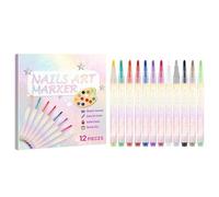 12 Colors Nail Art Pens Set, 3D Quick-Dry Nail Polish Pens, 2025 DIY Nail Art Marker Graffiti Dotting Pen for Nails Art Design Manicure Nail DIY Decoration (B, 2Pcs)