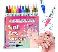 12 Colors Nail Art Pens Set, Acrylic Paint Drawing Painting Liner Markers, 0.5mm Precision Tip, Quick Drying DIY Nail Art Tools for Adult Kids