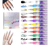 12 Colors Nail Art Pens Set, Cafeteriap DIY Nail Art Markers for Gel Nails, 2025 New 3D Nails Polish Pen, Acrylic Paint Pens Kit, For Art Drawing Painting Point Dotting Manicure Tools (1SET)