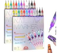 12 Colors Nail Art Pens Set, DIY Nail Art Marker Drawing Painting Liner Pen for Gel Nails, uick Dry Graffiti Dotting Point, for Graffiti Dotting Drawing Painting Point Liner DIY (2PCS)