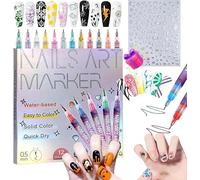 12 Colors Nail Art Pens Set, DIY Quick Dry Graffiti Dotting Point Liner Pens, 2025 Upgrade Nail Art Markers for Gel Nails, Nails Art Drawing Tool (1 Set)
