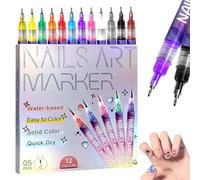 12 Colors Nail Art Pens Set, DIY Quick Dry Graffiti Dotting Point Liner Pens, 3D Nail Polish Pens for Painting, Nail Art Markers for Gel Nail, Nails Art Drawing Tool (1 Set)