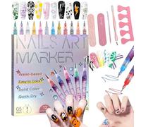 12 Colors Nail Art Pens Set，DIY Quick Dry Graffiti Dotting Point Liner Pens, 3D Nail Polish Pens for Painting, Nail Art Markers For Gel Nails，Nails Art Drawing Tool (1 Set)