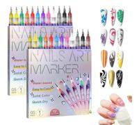 12 Colors Nail Art Pens Set - Fine Tip Gel Nail Markers, 3D Quick-Dry Polish Pens for Painting, Dotting Graffiti Nails Art Markers, DIY Nails Arts Tools for Home & Salon (2pcs)