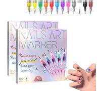 12 Colors Nail Art Pens Set, Nail Art Marker Pens, Quick Dry Graffiti Dotting Point Liner Pen Drawing Painting for Nails Design (2Set)