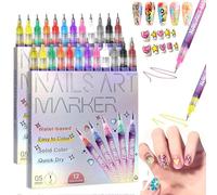 12 Colors Nail Art Pens Set, Nail Art Markers, 3D Nails Polish Pens For Kids Graffiti Dotting Drawing Painting Point Liner, Quick-Drying DIY Acrylic Colour Nails Pen Polish,12 Colors-2 Set