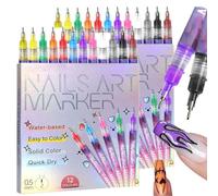 12 Colors Nail Art Pens Set, Nail Art Markers, Fine Tip 0.5mm, Portable Nail Art Tools for Home Salon and 3D Nail Art, Nail Biting Prevention for Kids, Stocking Stuffers for Teen Girls (2set)