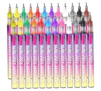 12 Colors Nail Art Pens Set, Nail Art Markers for DIY Design with Fine Tip, Quick-Dry Water-Based Formula for Home Manicure & Decoration (2 Pack)
