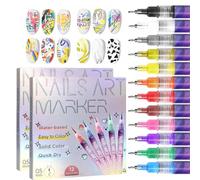 12 Colors Nail Art Pens Set, Nail Art Markers for Gel Markers DIY 3D Polish Pens Acrylic Paint Professional Brush Set Polish Drawing(2set)