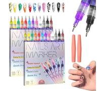 12 Colors Nail Art Pens Set, Nail Art Markers For Gel Nails, 3D Nail Polish Pens Quick Dry, Acrylic Paint Nail Doodle Pens for Kids & Adults, for Art Drawing Painting Point Dotting Manicure (2 Set)