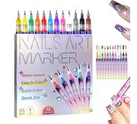 12 Colors Nail Art Pens Set, Nail Art Markers For Gel Nails, 3D Polish Pencil, Quick Drying Waterproof DIY Graffiti Pen, for Home & Salon Manicure Tools (1pcs)