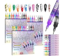 12 Colors Nail Art Pens Set, Nail Art Markers For Gel Nails, Diy Nail Art Marker, 3d Nail Polish Pens, Acrylic Paint Nail Polish Pens for Art Drawing Painting Point Dotting Manicure (3pcs)