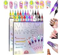 12 Colors Nail Art Pens Set - Nail Art Markers for Gel Nails, Graffiti Dotting Point Liner Pens, Nail Polish Pens, Quick-Dry Gel Nail Markers, Suitable for DIY Painting & Liner, Graffiti (2 Pcs)