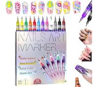 12 Colors Nail Art Pens Set - Nail Art Markers for Gel Nails, Graffiti Dotting Point Liner Pens, Nail Polish Pens, Quick-Dry Gel Nail Markers, Suitable for DIY Painting & Liner, Graffiti (1 Pcs)