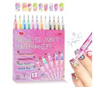 12 Colors Nail Art Pens Set, Nail Art Markers for Gel Nails, Quick-Dry Waterproof DIY Painted Nail Art Pen Set, Multi-Functional Drawing Tools for Graffiti Dotting Point Liner DIY (1)