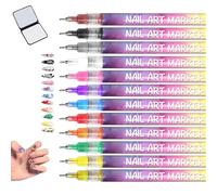 12 Colors Nail Art Pens Set, Nail Art Markers, Polish Marker Quick Dry for Nails Art Design DIY (1 Set)