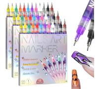 12 Colors Nail Art Pens Set, Nail Art Pens Set, Diy Quick Dry Graffiti Dotting Point Liner Pens, 3D Nail Polish Pens for Painting For Home Salon,Quickly Dry Nail Art Nail Diy Decoration (3 set)