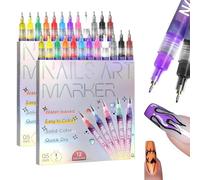 12 Colors Nail Art Pens Set, Nail Art Pens Set, Diy Quick Dry Graffiti Dotting Point Liner Pens, 3D Nail Polish Pens for Painting For Home Salon,Quickly Dry Nail Art Nail Diy Decoration (2 set)