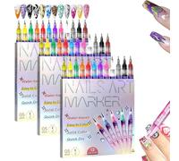 12 Colors Nail Art Pens Set, Nail Doodle Pens, Nail Art Markers for Gel Nails, DIY Quick Dry Graffiti Dotting Point Liner Pens, for Home & Salon Manicure Tools (3PCS)