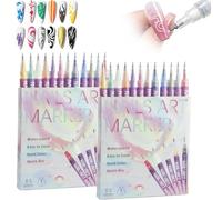 12 Colors Nail Art Pens Set, Nail Markers for Nail Art Tools, Nail Polish Pens Quick Dry -Graffiti Dotting Pen, Acrylic Paint Pens for Nails Art Design DIY (2Set)