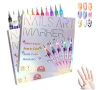 12 Colors Nail Art Pens Set, Nail Polish Pens for DIY Drawing Dotting & Lining, Nail Art Markers & Dotting Tool for Beginners to Pros, Quick-Dry, Mess-Free Creativity (2PCS-A)