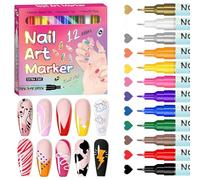 12 Colors Nail Art Pens Set, Press to Release Ink Nail Art Markers Nail Polish Pens, Graffiti Dotting Pen Drawing Painting Liner Pen for DIY Nail Art Beauty Adorn Manicure Home Salon, Adult Kids